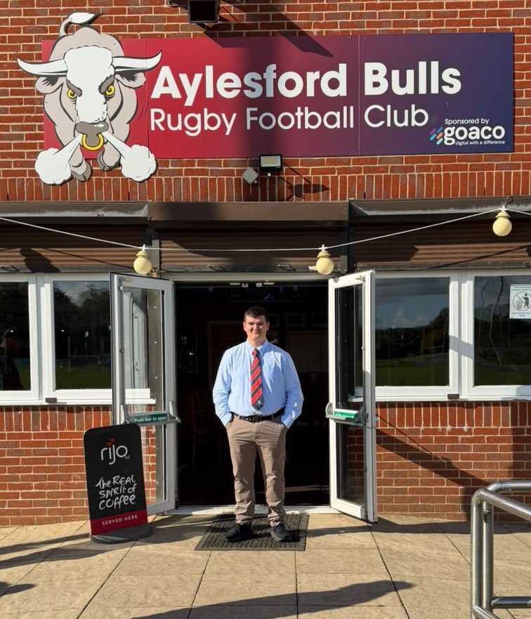 Andrew Goddard standing outside the clubhouse ready to make his 2nd XV debut.