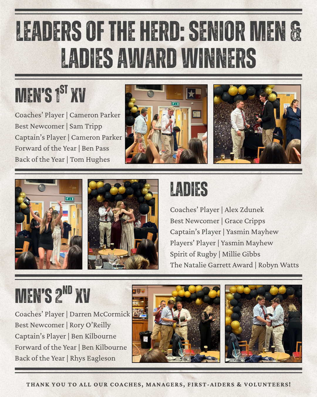 The Bulls Sheet - Seventh Edition - Fifth Page - Leaders of the Herd: Senior Men & Ladies Award Winners